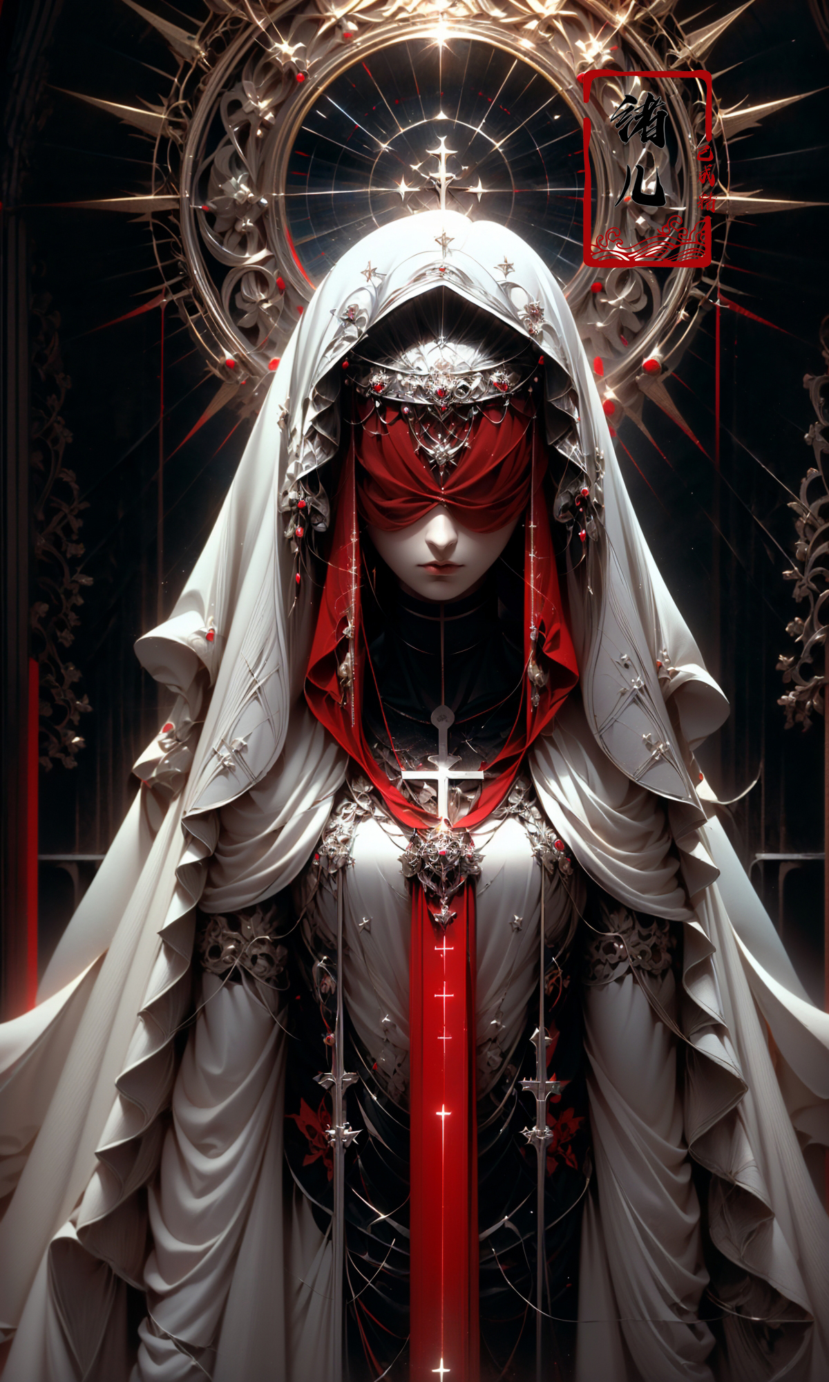 606247209521969214-3776360192-the goddess by shadrach jaroshelev, in the style of gothic futurism, dark white and light red, hyper-detailed illustrations, uhd.jpg